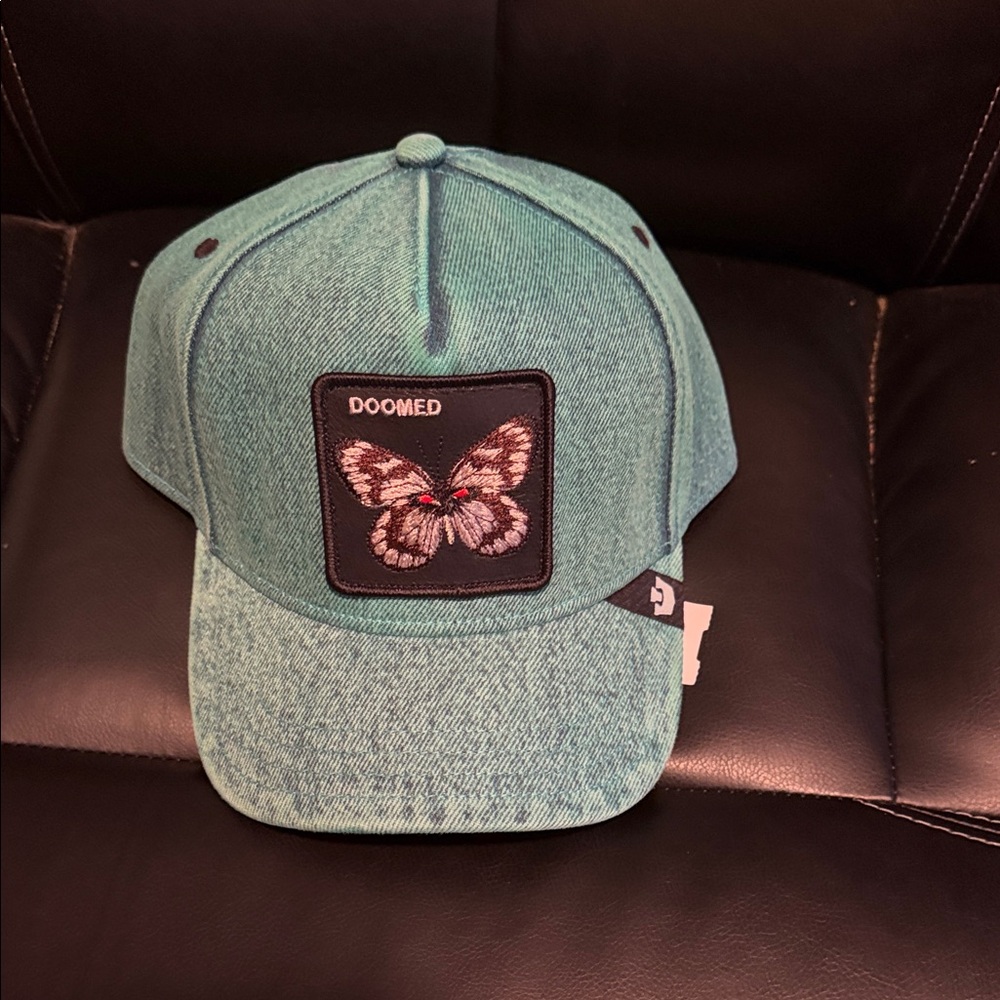 Unisex doomed green denim  butterfly hat